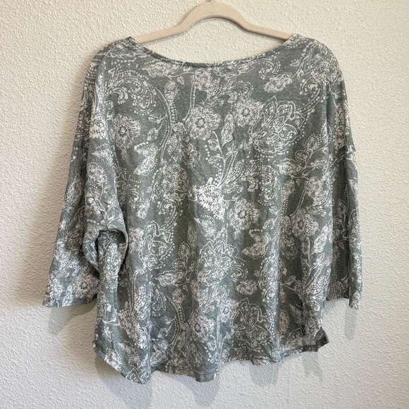 Rachel Zoe Womens 100% Linen 3X Light Green Paisley Floral Blouse Beach Boho - Picture 7 of 9